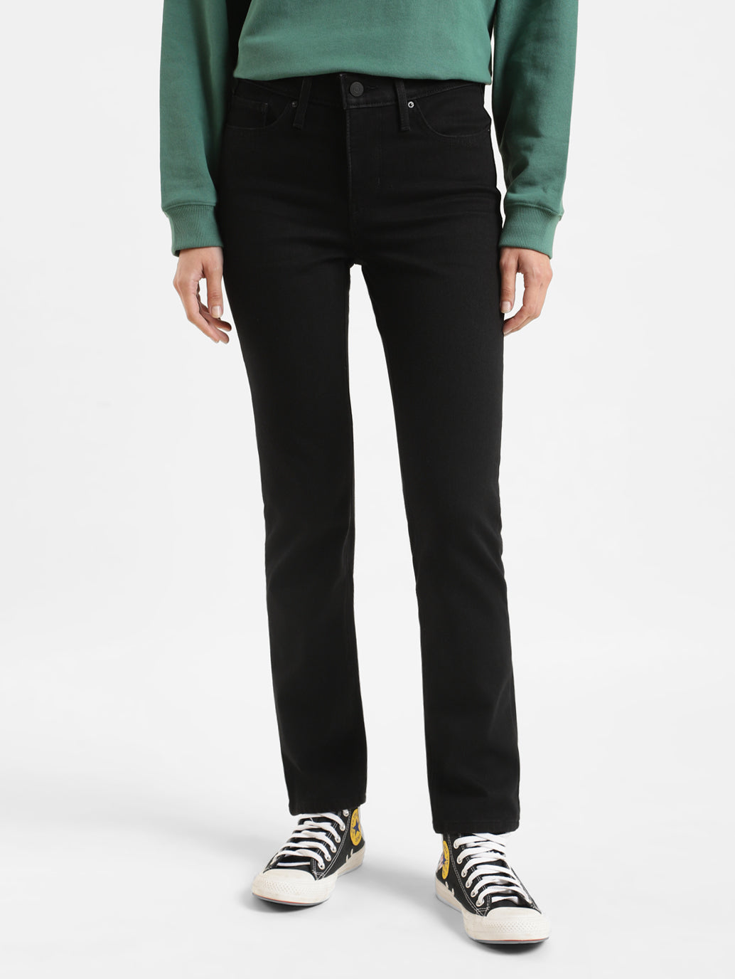 Women's 312 Black Straight Fit Mid Rise Jeans
