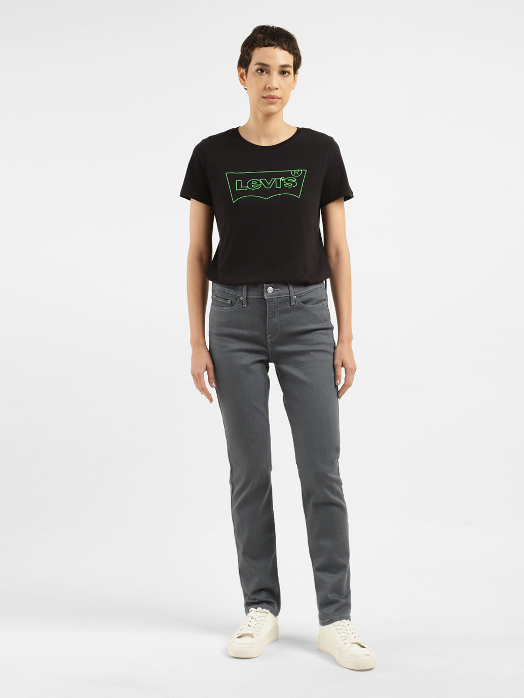 Women's 312 Grey Straight Fit Mid Rise Jeans