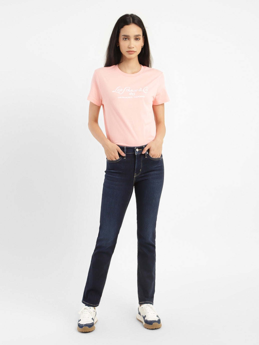 Women's 312 Blue Straight Fit Mid Rise Jeans
