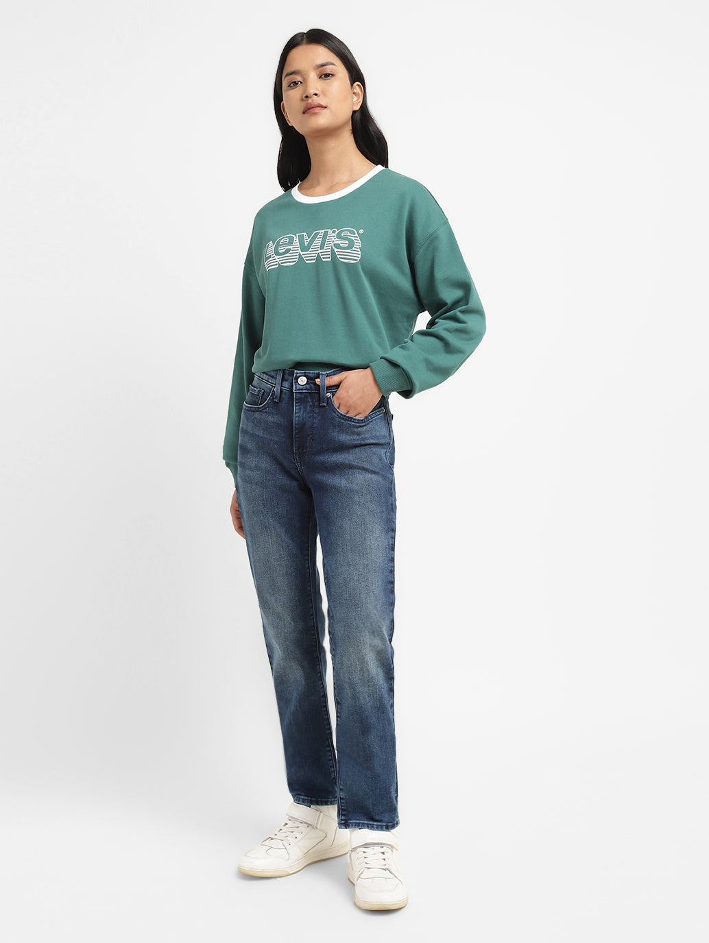 Women's 312 Blue Straight Fit Mid Rise Jeans