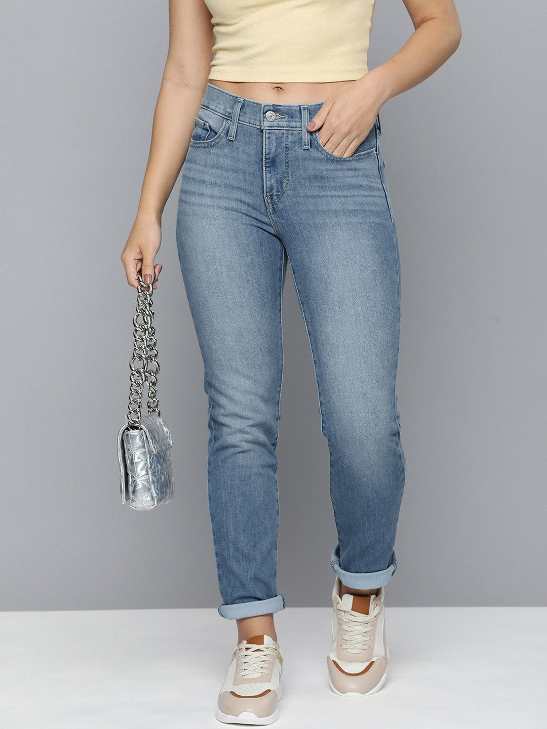 Women's 312 Blue Straight Fit Mid Rise Jeans