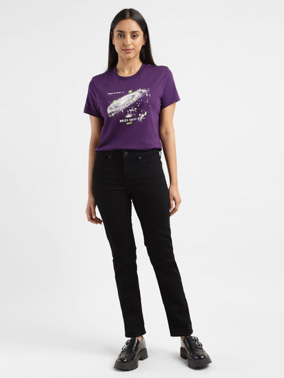 Women's 312 Black Straight Fit Mid Rise Jeans