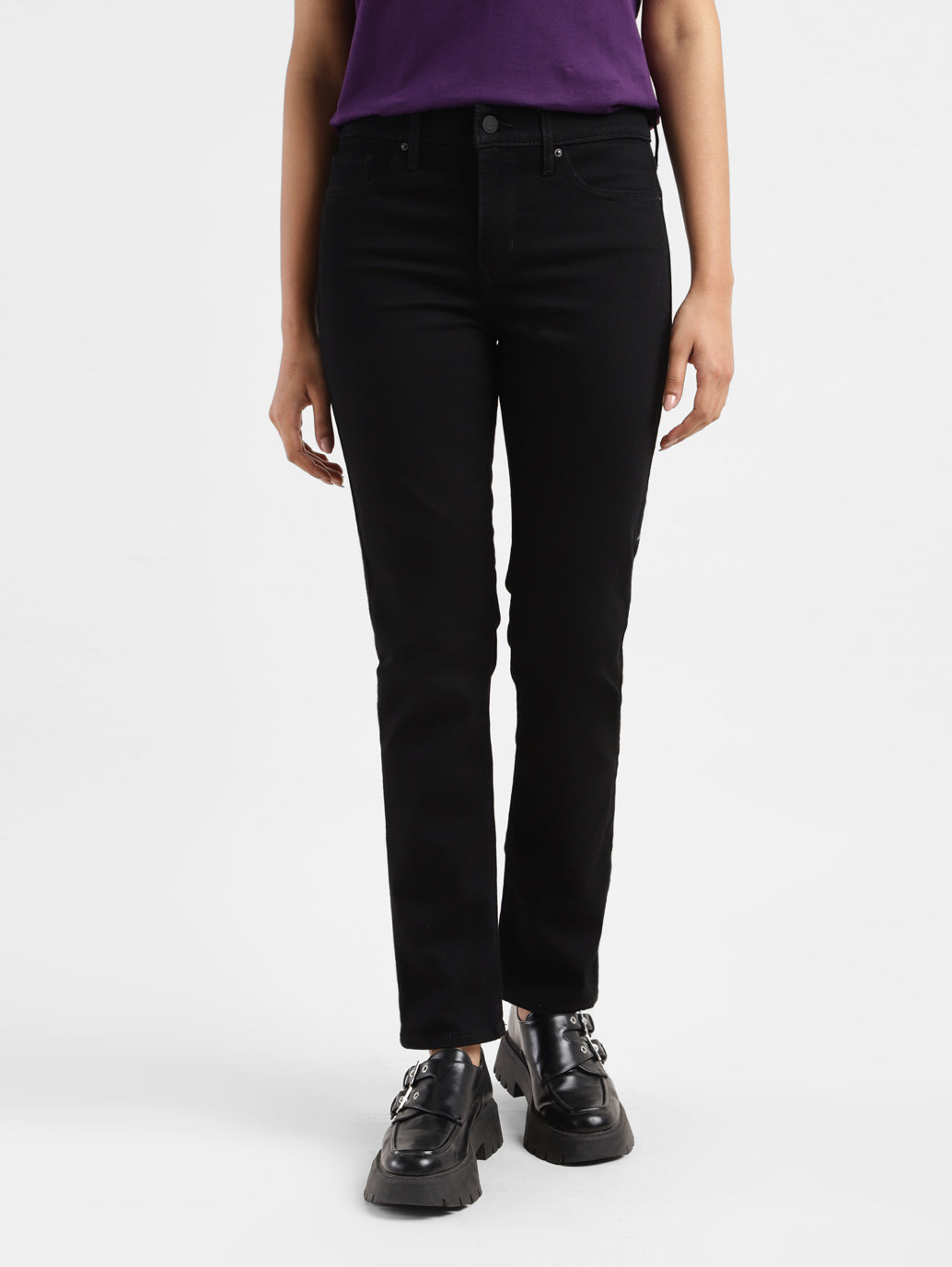 Women's 312 Black Straight Fit Mid Rise Jeans