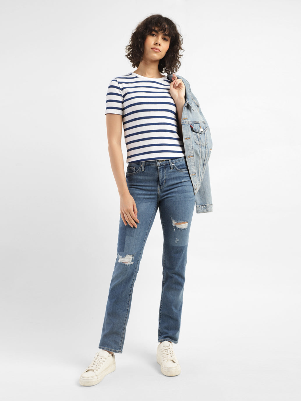 Women's 312 Blue Straight Fit Mid Rise Jeans