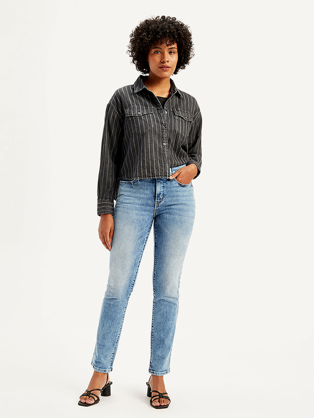 Women's 312 Blue Straight Fit Mid Rise Jeans