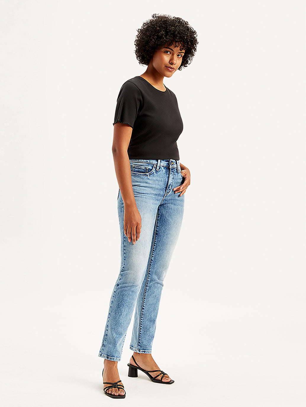 Women's 312 Blue Straight Fit Mid Rise Jeans - Side View