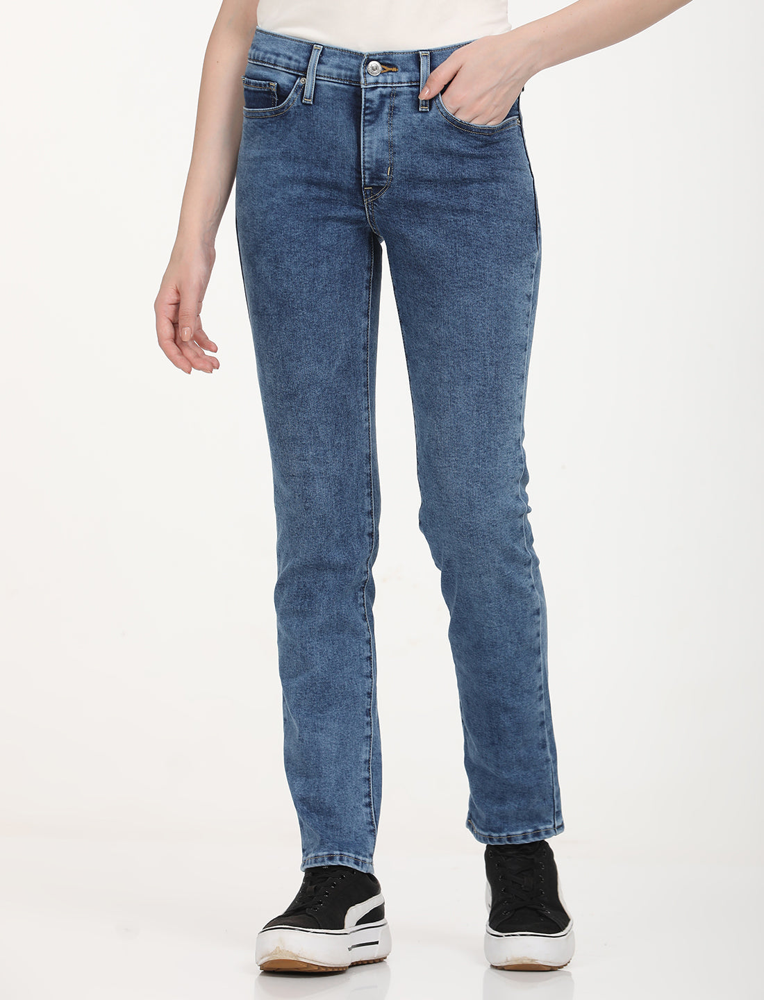 Women's 312 Blue Straight Fit Mid Rise Jeans
