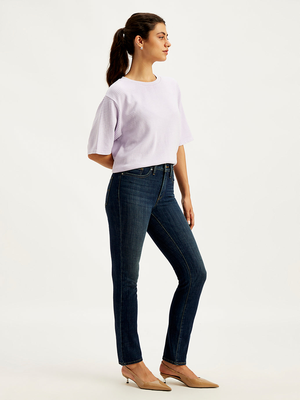 Women's 312 Blue Straight Fit Mid Rise Jeans