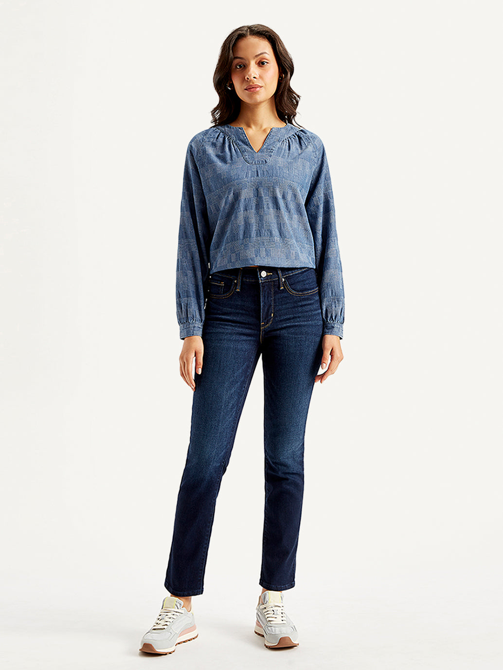 Women's 312 Navy Blue Straight Fit Mid Rise Jeans