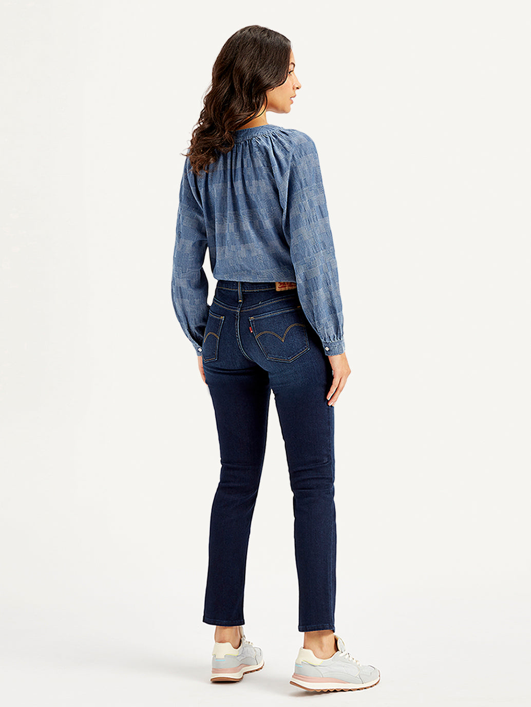 Women's 312 Navy Blue Straight Fit Mid Rise Jeans - Back View