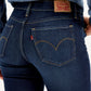 Women's 312 Navy Blue Straight Fit Mid Rise Jeans - Detail View