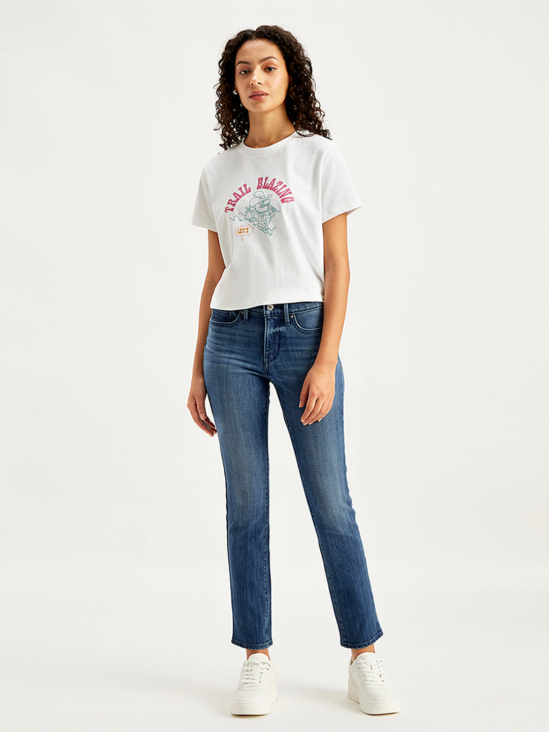 Women's 312 Blue Straight Fit Mid Rise Jeans