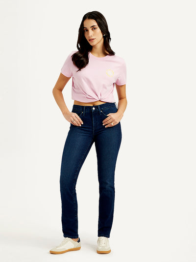 levi's Women's 312 Navy Blue Straight Fit Mid Rise Jeans-picture-12