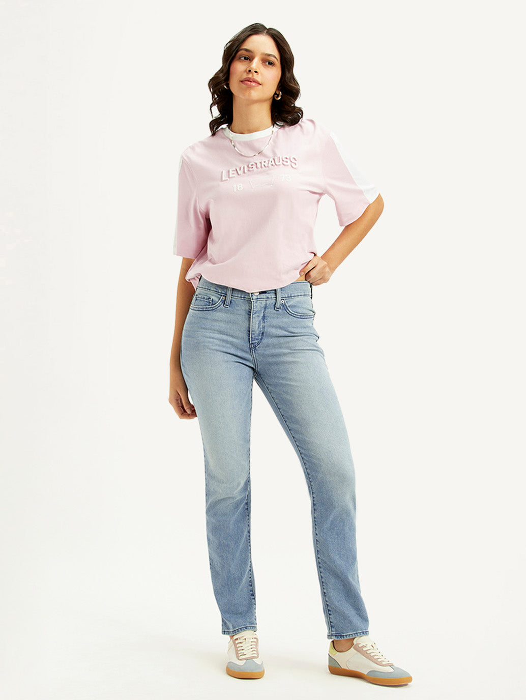 Women's 312 Light Blue Straight Fit Mid Rise Jeans - Styleshot View