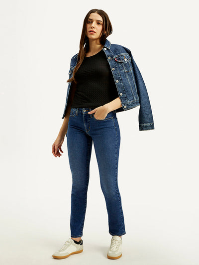 levi's Women's 312 Blue Straight Fit Mid Rise Jeans-picture-17
