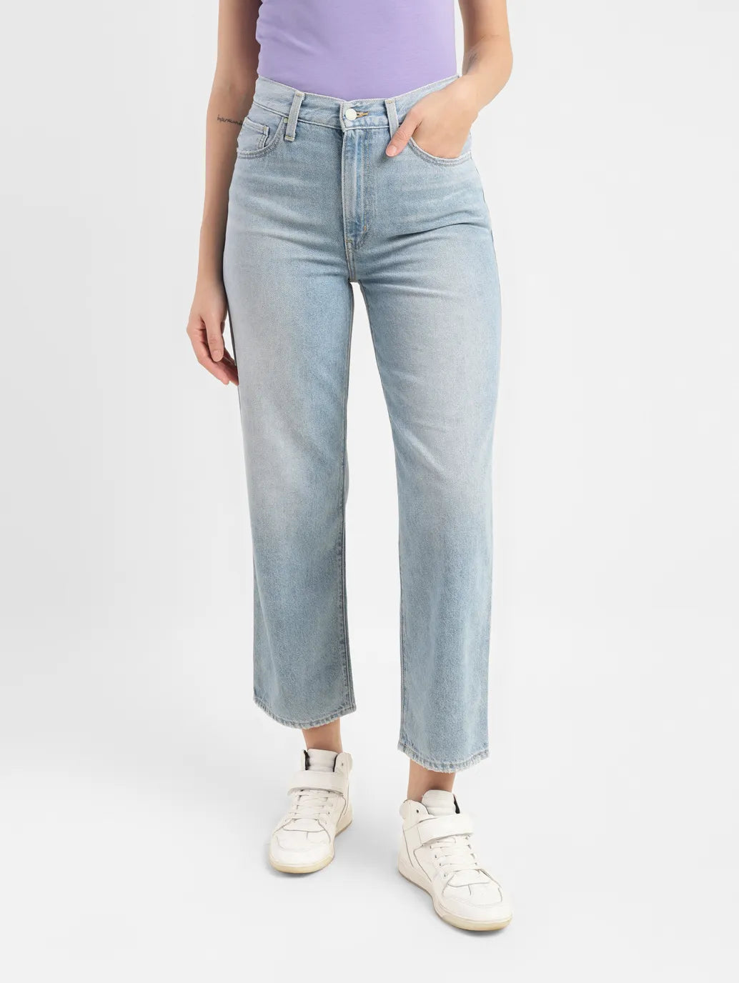 Women's Blue Ribcage Straight Ankle Fit High Rise Jeans – Levis