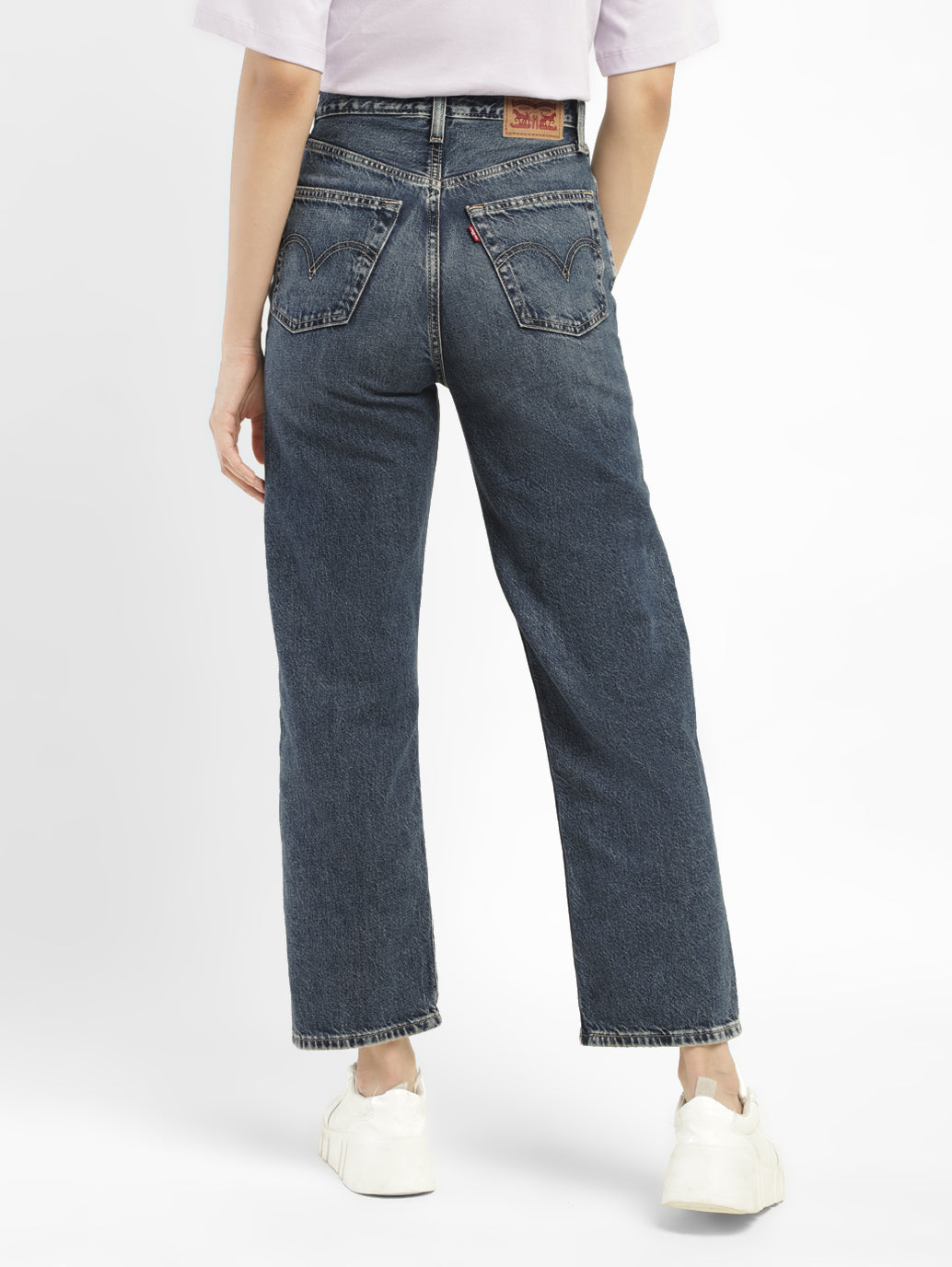 Women's Blue Ribcage Straight Ankle Fit Mid Rise Jeans - f439d525-e5c2-4132-9fbe-7860503aed20 View