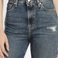 Women's Blue Ribcage Straight Ankle Fit Mid Rise Jeans - FrontDetails View