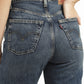Women's Blue Ribcage Straight Ankle Fit Mid Rise Jeans - BackDetails View