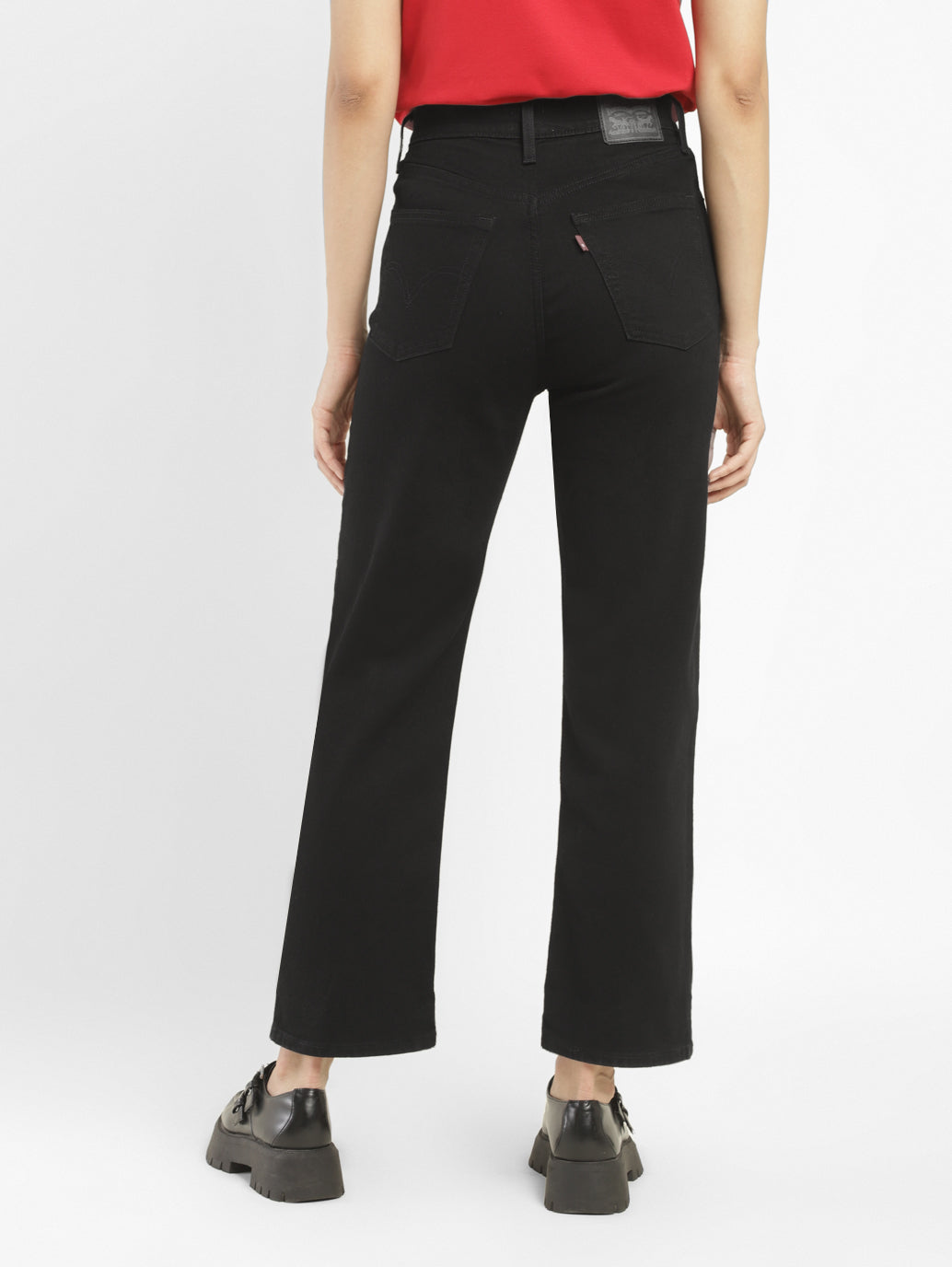 Women's Black Ribcage Straight Ankle Fit High Rise Jeans - 8e951deb-795b-4fca-a921-5839d4a1f377 View