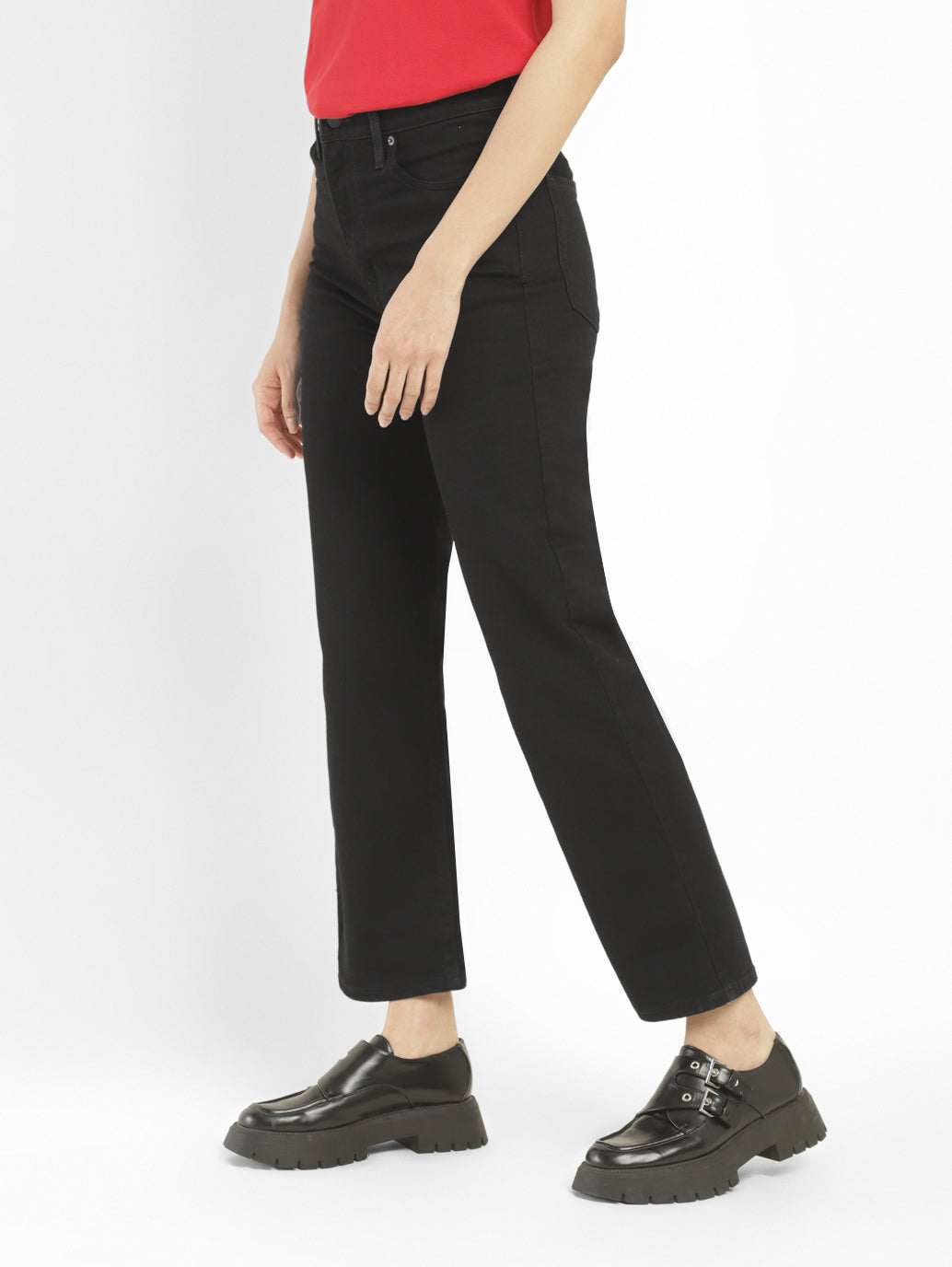 Women's Black Ribcage Straight Ankle Fit High Rise Jeans - 306aee55-edea-404c-a0ed-cda5b4dd56ad View