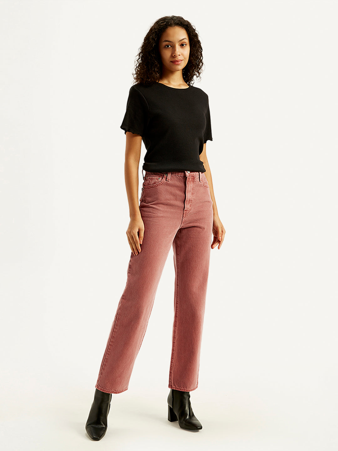 Women's Rust Ribcage Straight Ankle Fit High Rise Jeans