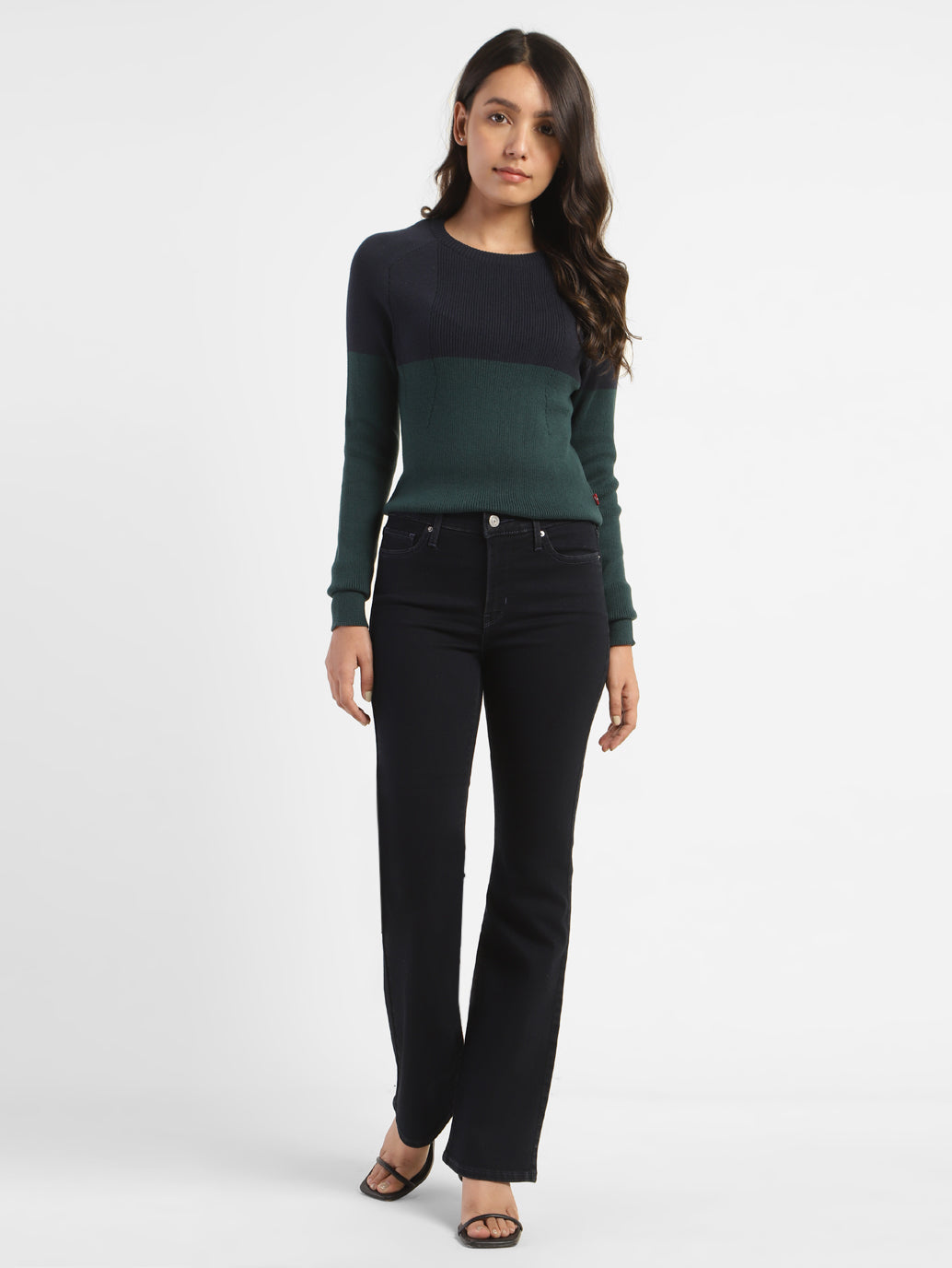 Women's 315 Navy Blue Flared Fit High Rise Jeans