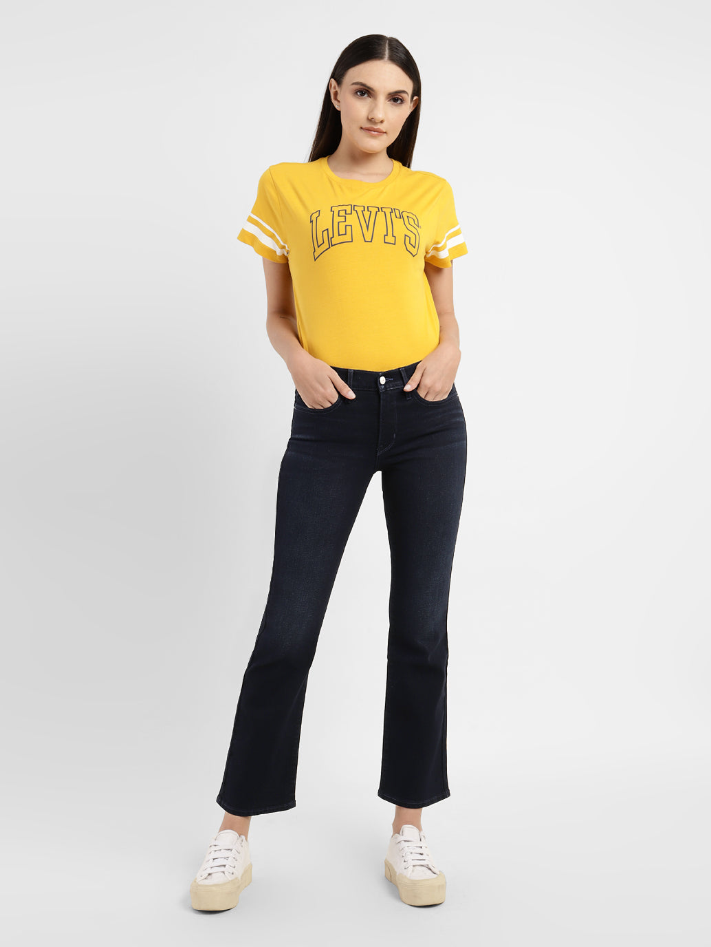 Women's 315 Blue Flared Fit High Rise Jeans
