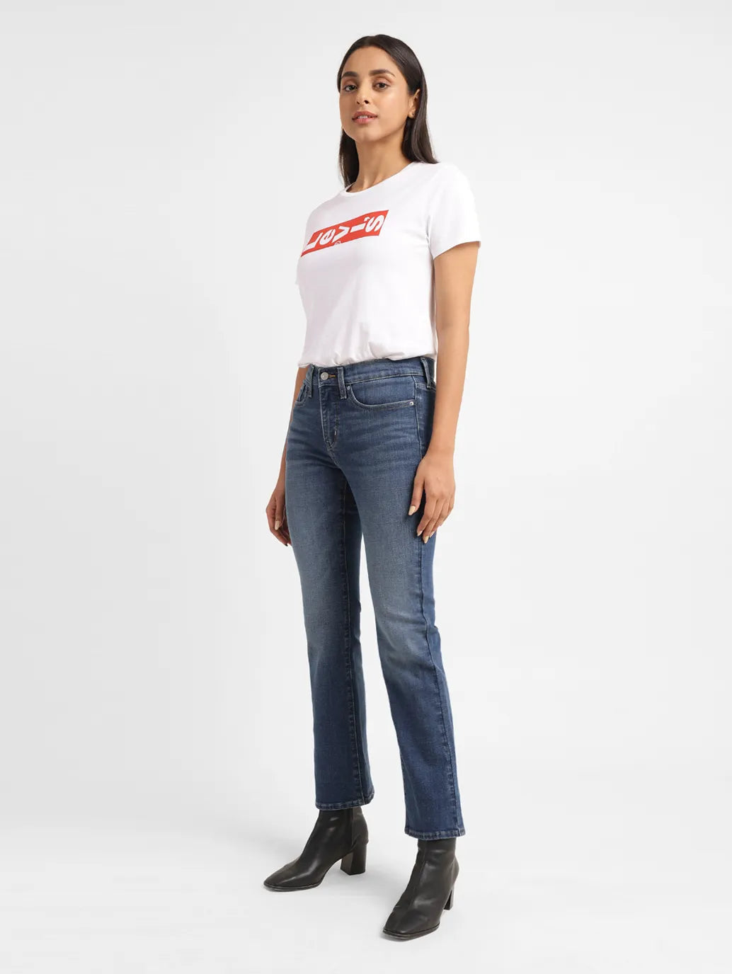 Women's 315 Blue Flared Fit High Rise Jeans