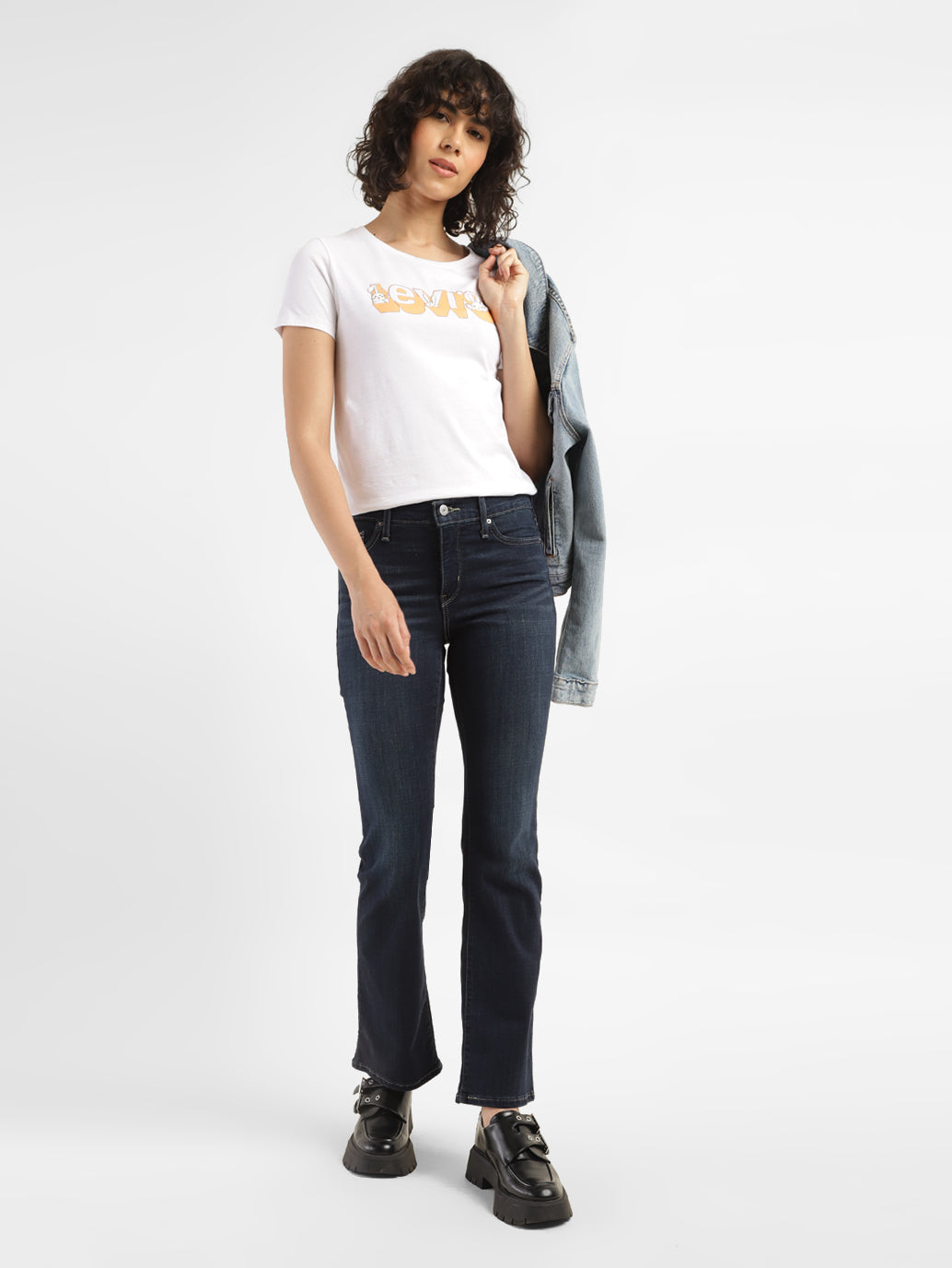 Women's 315 Blue Flared Fit High Rise Jeans