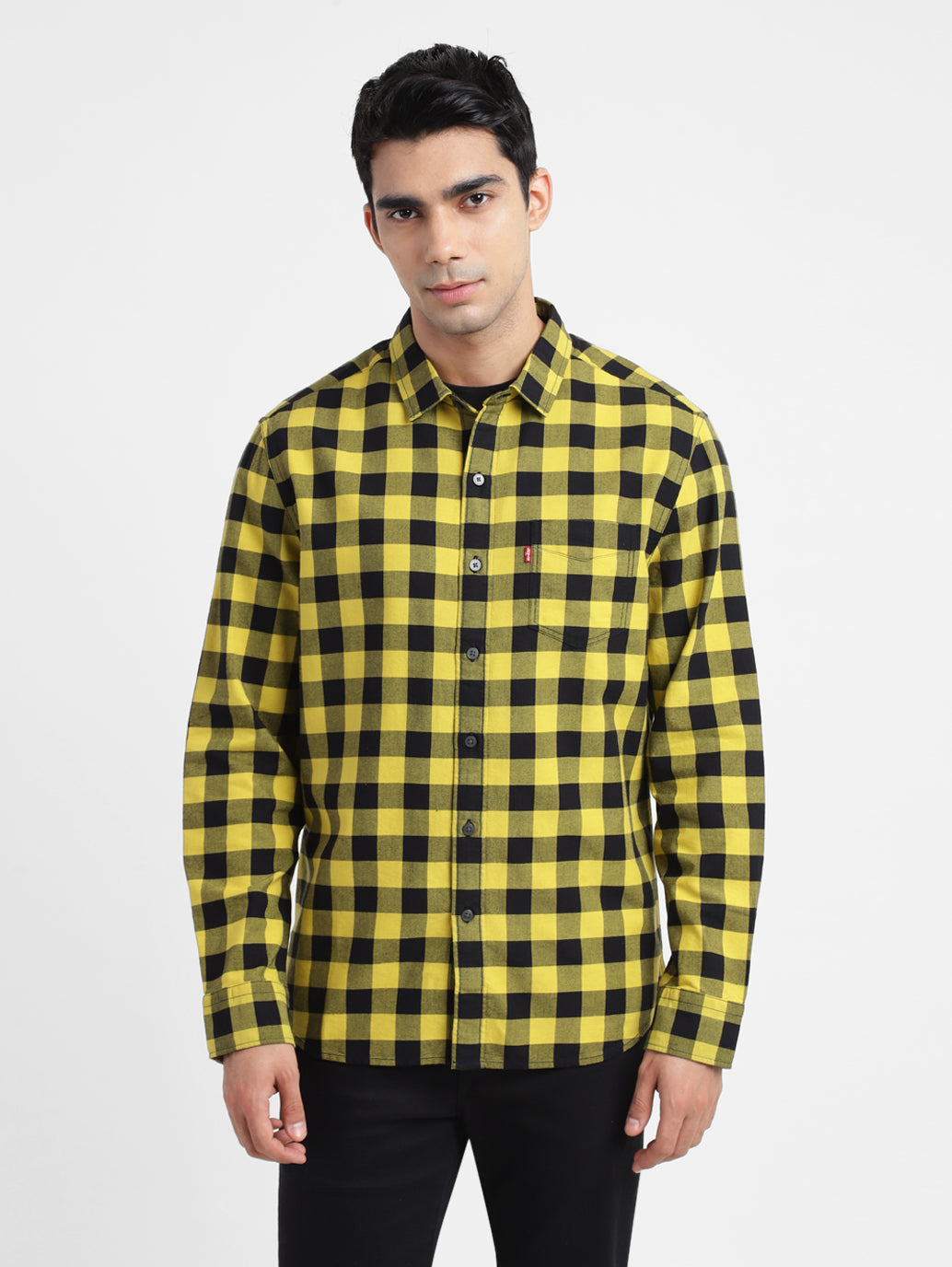 Men's Checkered Spread Collar Shirt
