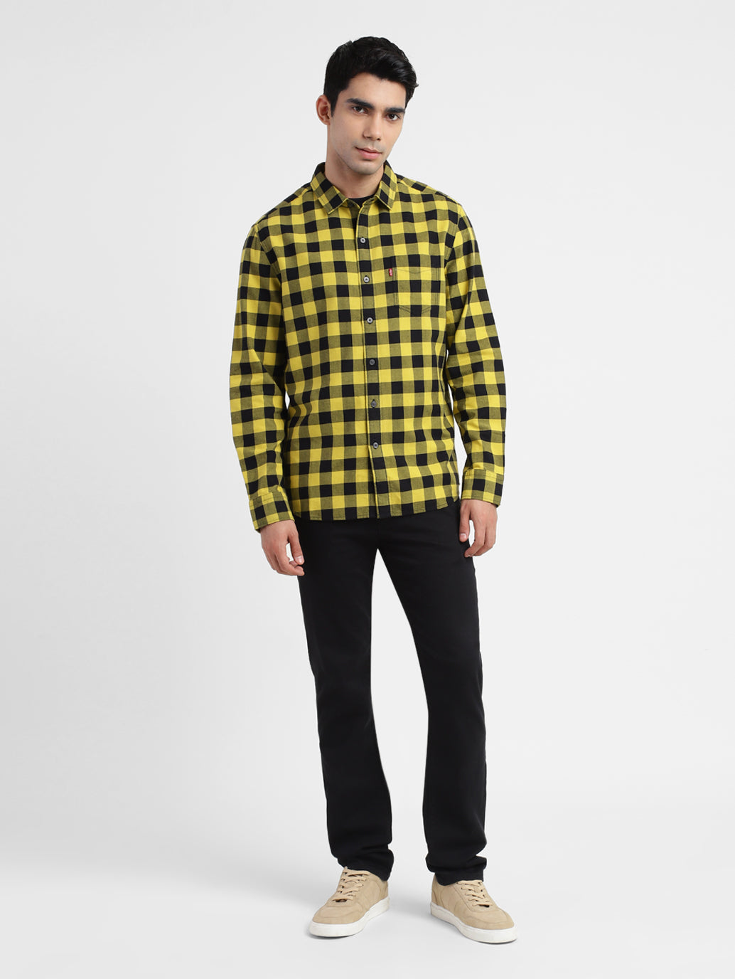 Men's Checkered Spread Collar Shirt - 3b04549d-f9b2-486f-8ed3-06ce10270cd5 View