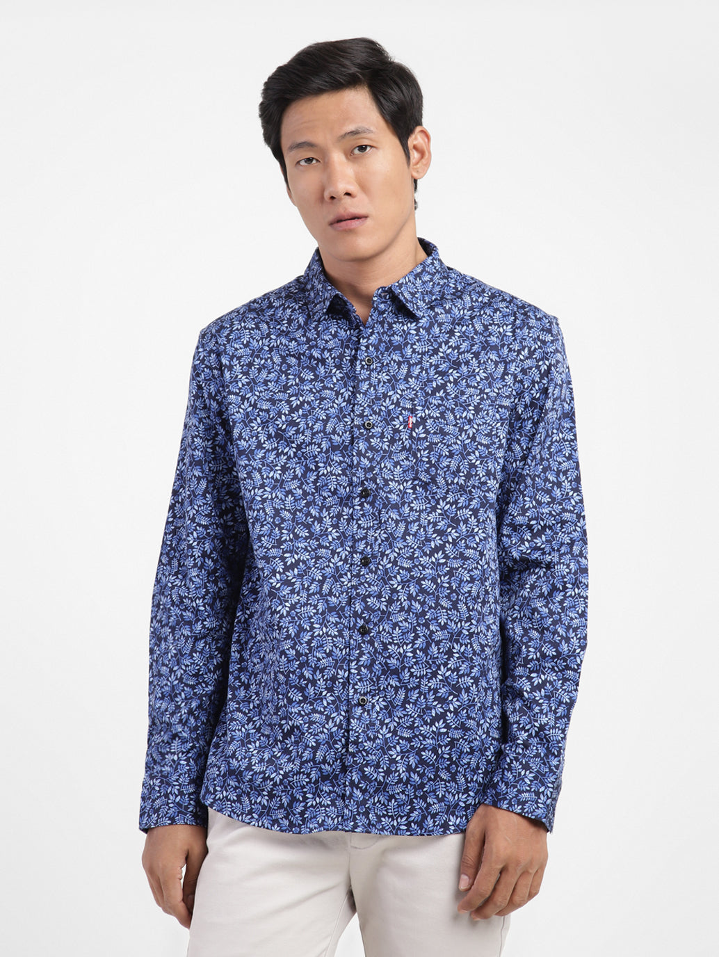 Men's All Over Print Spread Collar Shirt