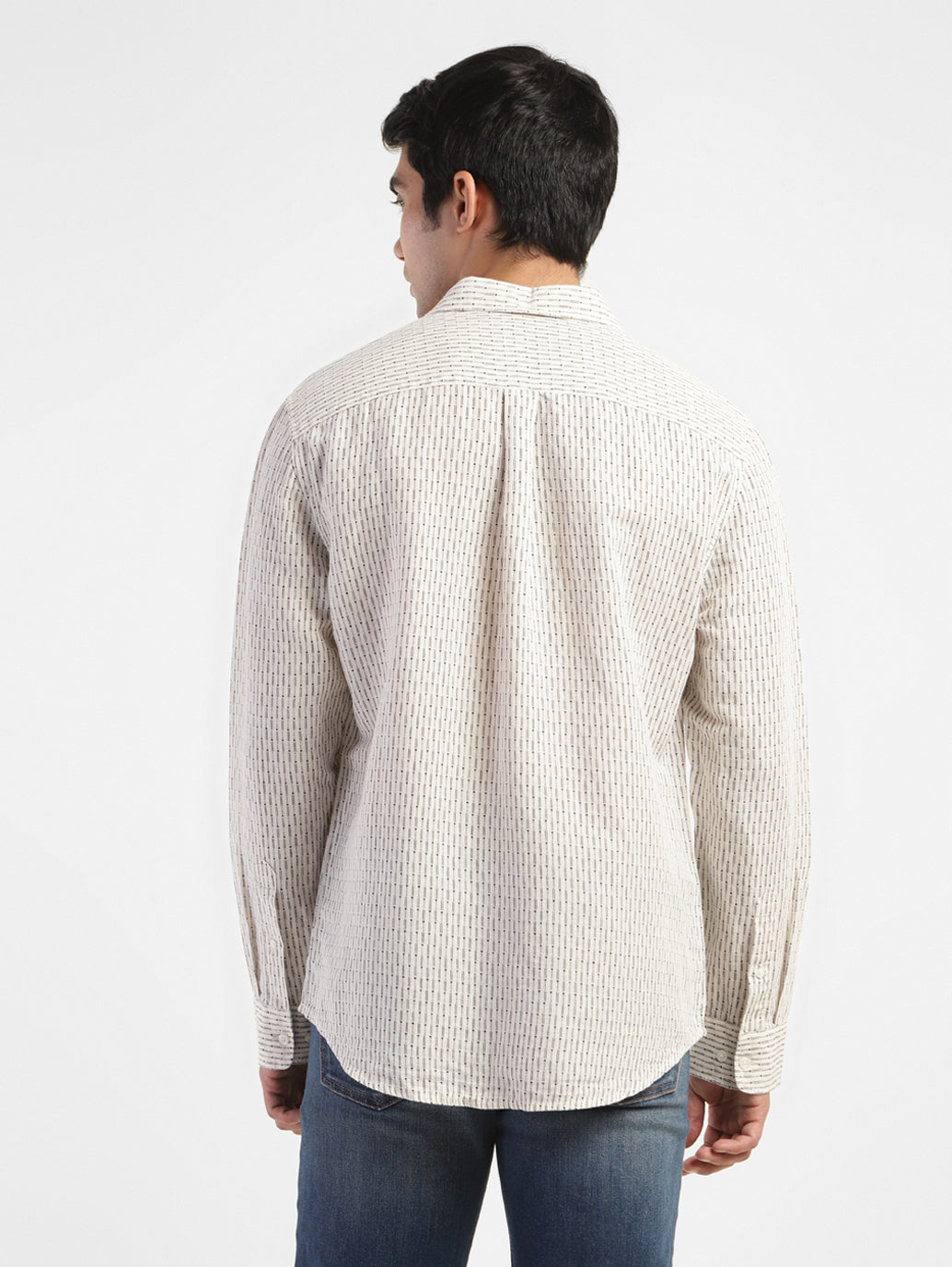 Men's Geometric Regular Fit Linen Shirts - b04b2165-8d78-40e0-bb5c-bef309fd7ff4 View