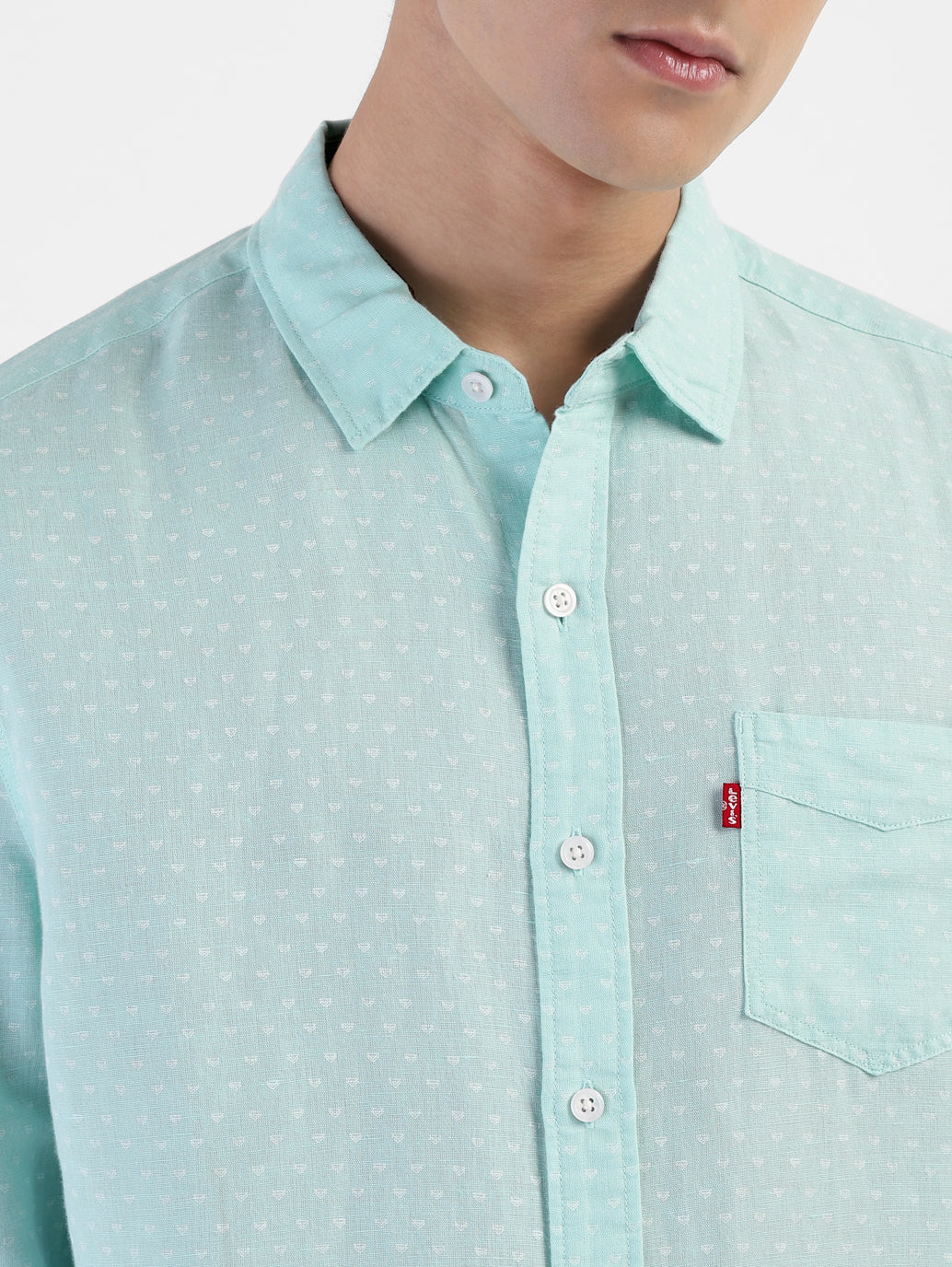 Men's Polka Dot Spread Collar Shirt