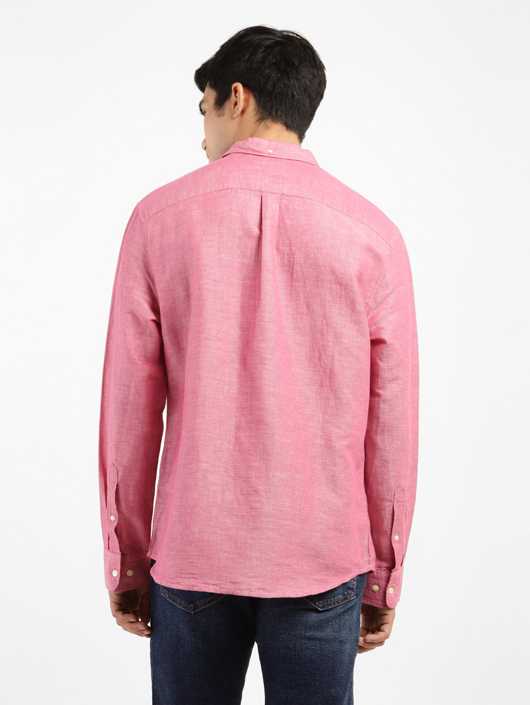 Men's Solid Spread Collar Linen Shirt