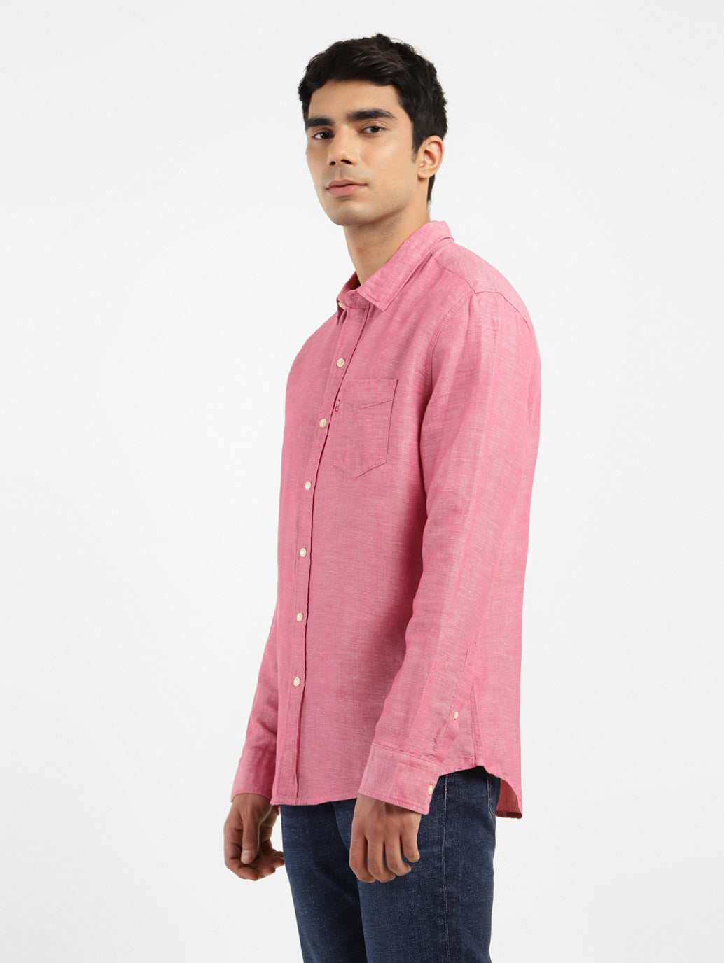 Men's Solid Spread Collar Linen Shirt