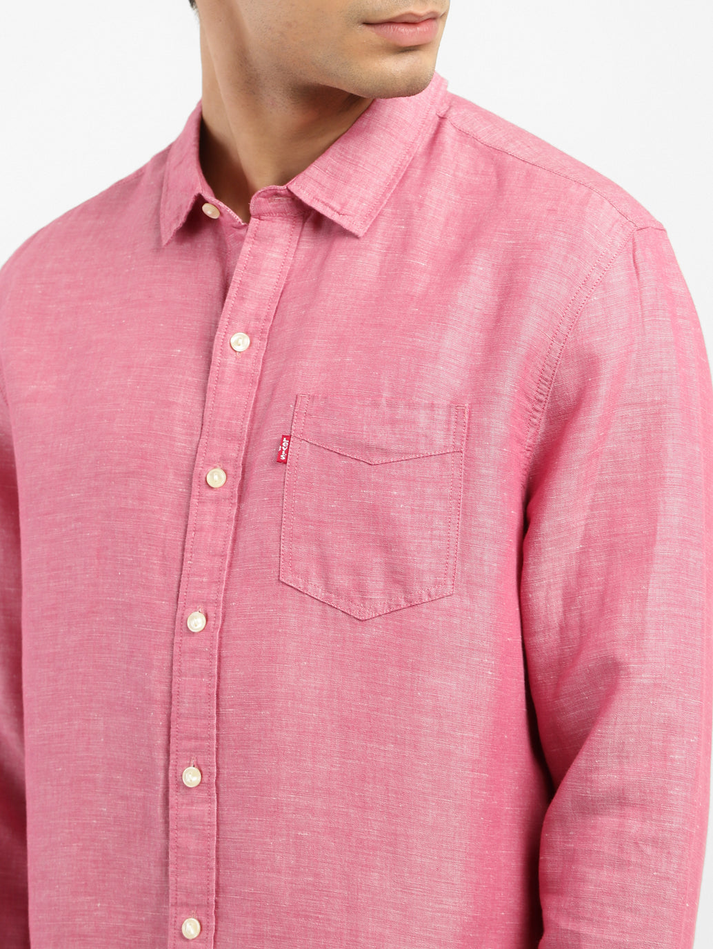 Men's Solid Spread Collar Linen Shirt