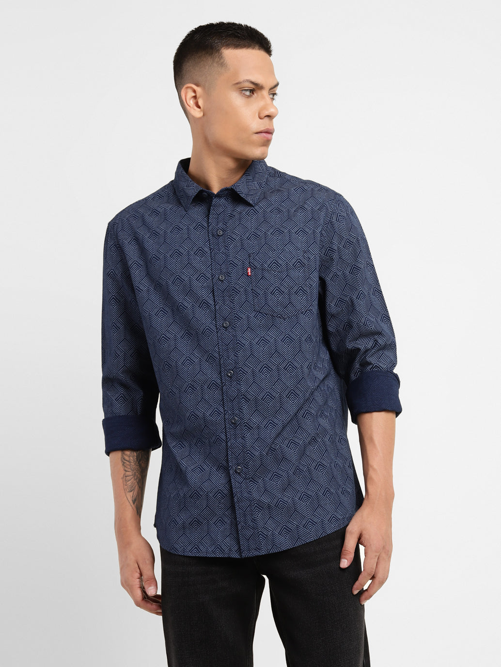 Men's Geometric Print Slim Fit Shirt