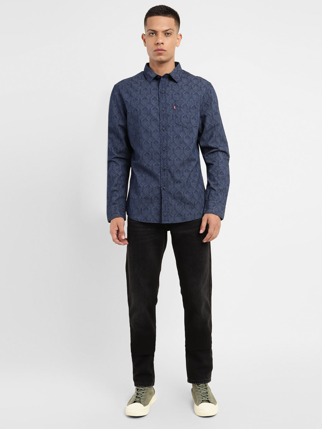 Men's Geometric Print Slim Fit Shirt