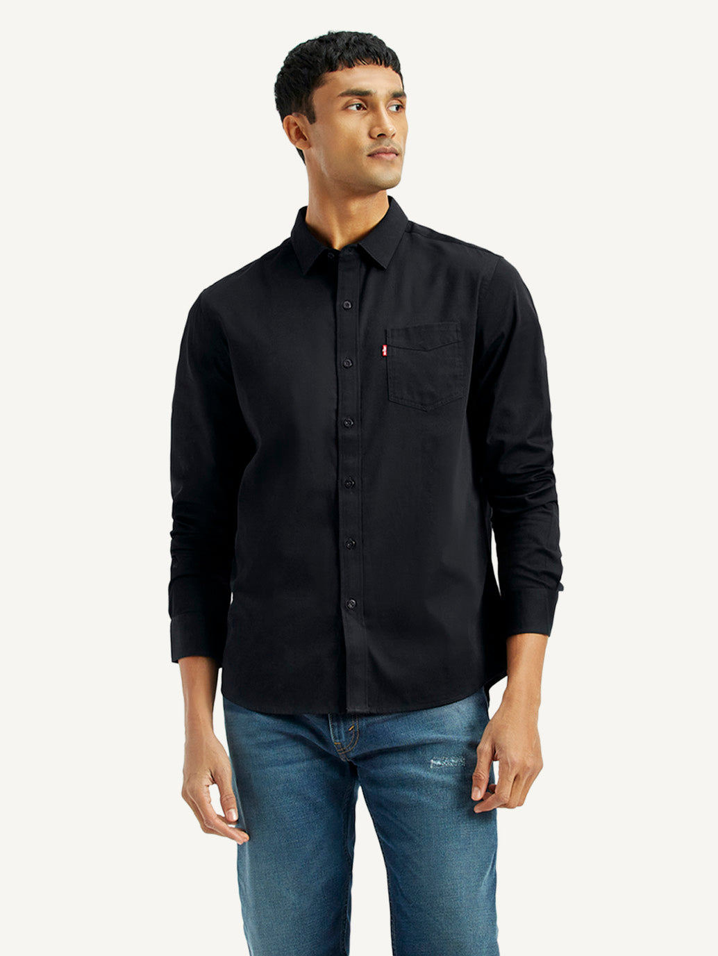 Men's Solid Slim Fit Shirt - Front View