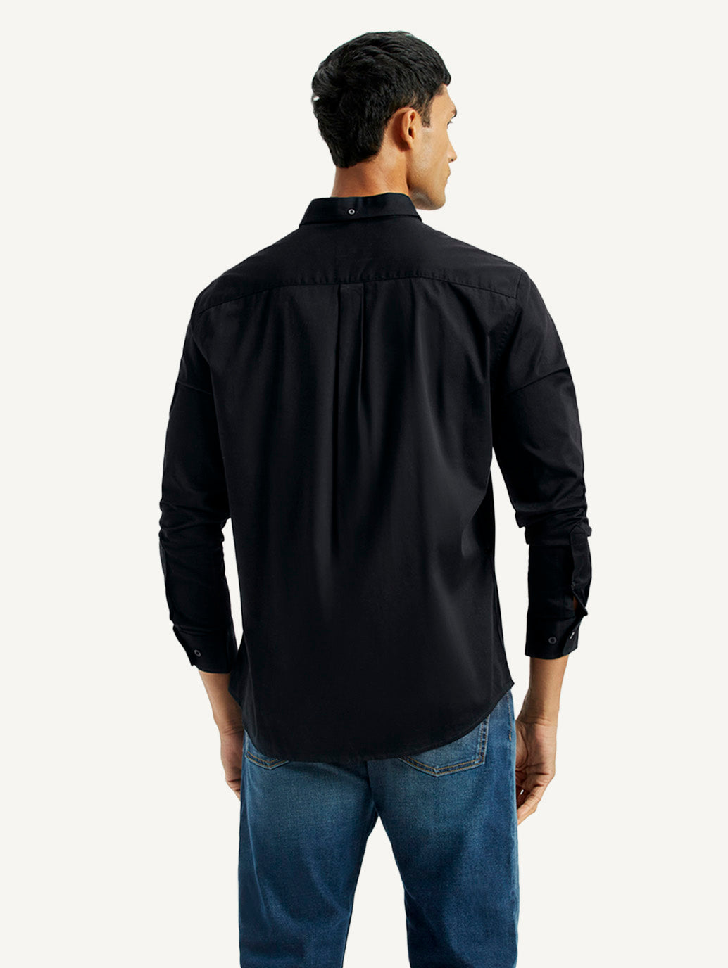 Men's Solid Slim Fit Shirt - Back View