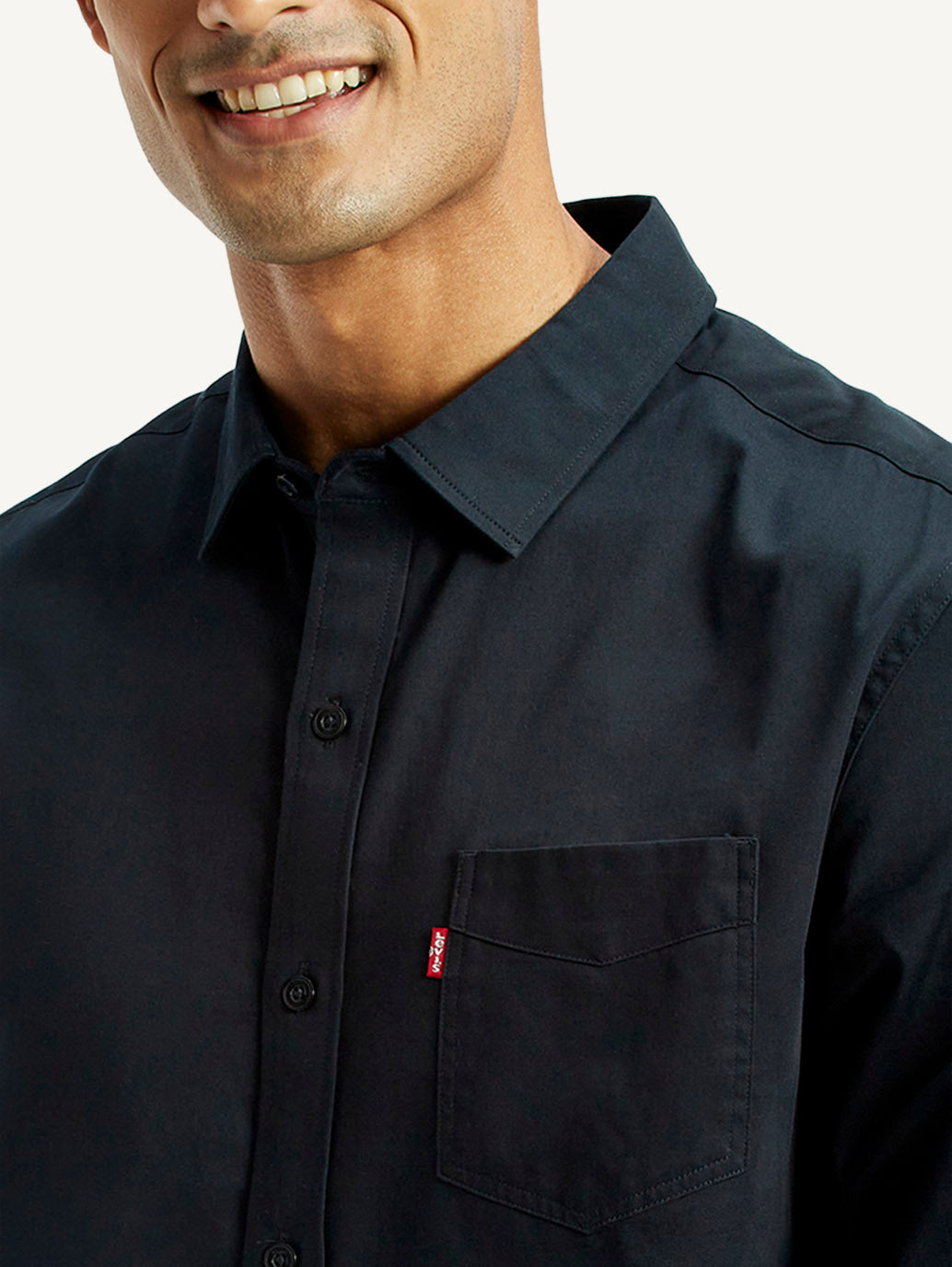 Men's Solid Slim Fit Shirt - Detail View