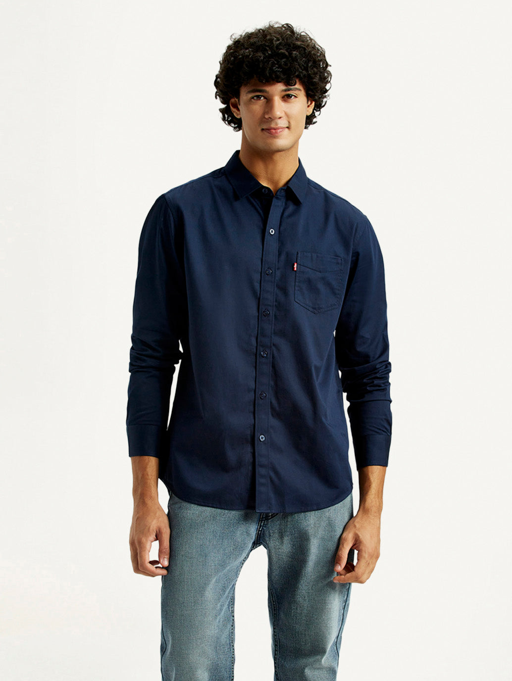 Men's Solid Slim Fit Shirt - Front View