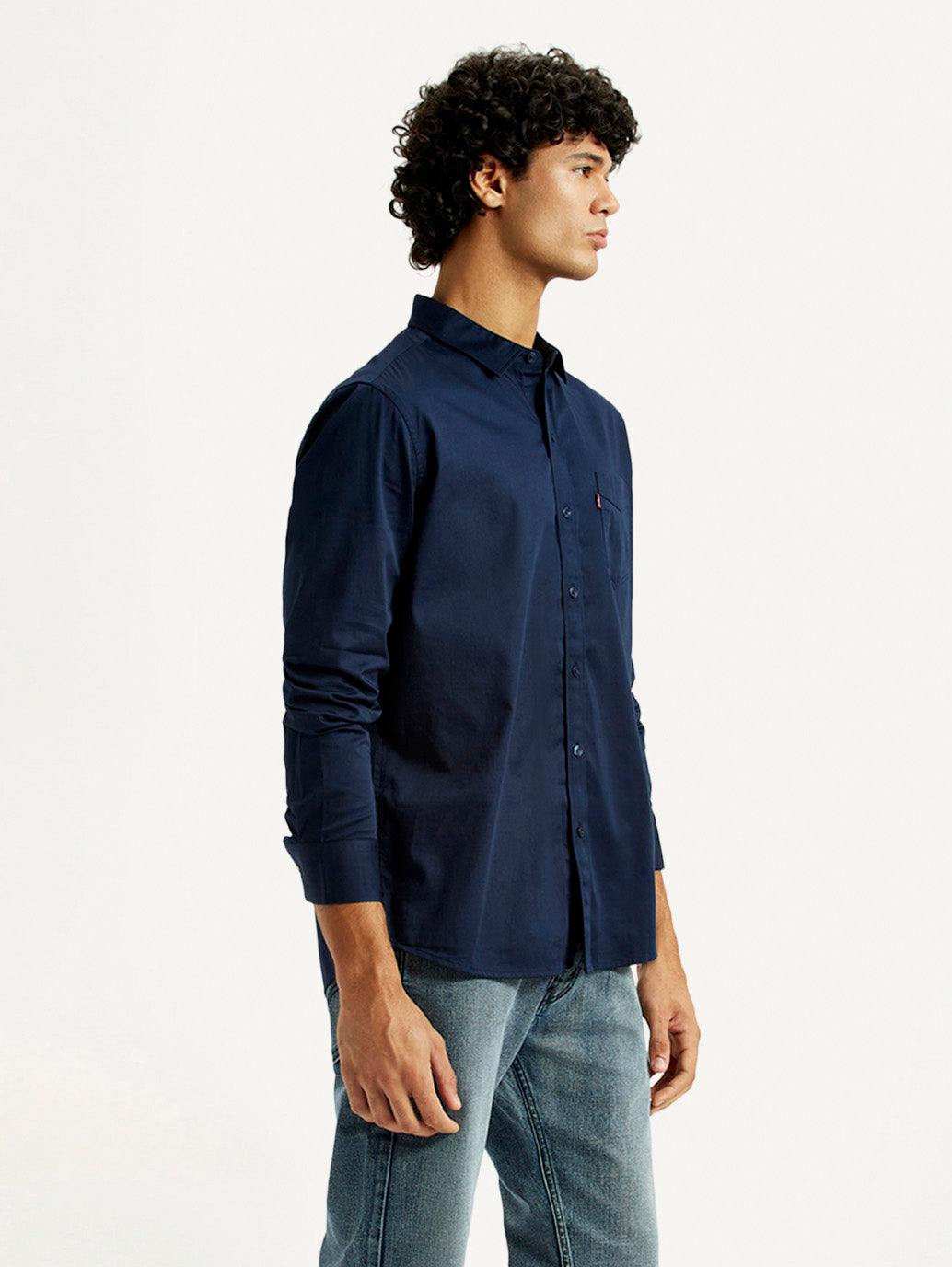 Men's Solid Slim Fit Shirt - Side View