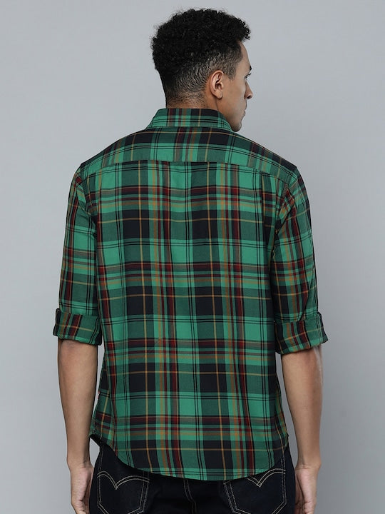 Men's Checkered Spread Collar Shirt