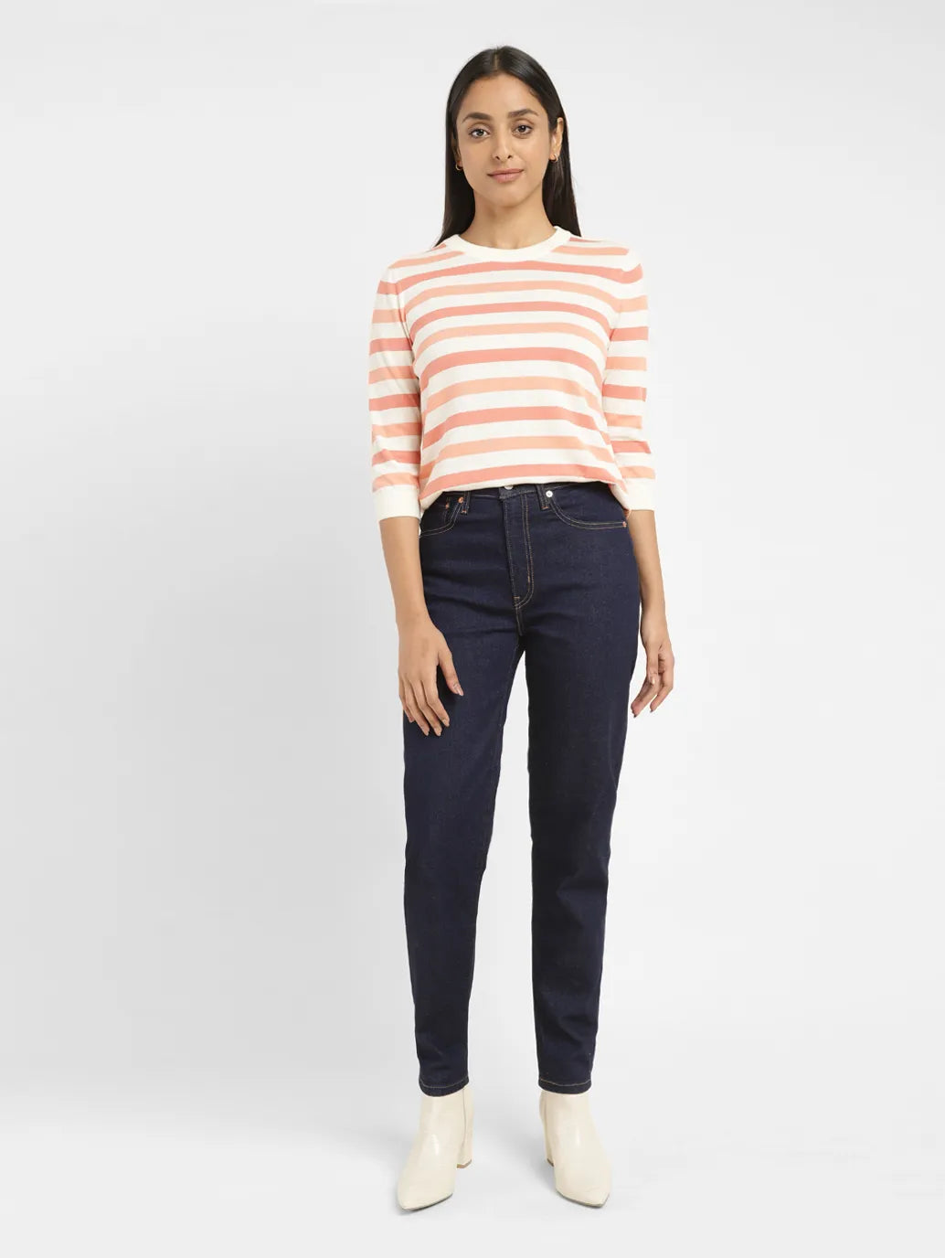 Women's Navy Blue Loose Fit High Rise Boyfriend Jeans