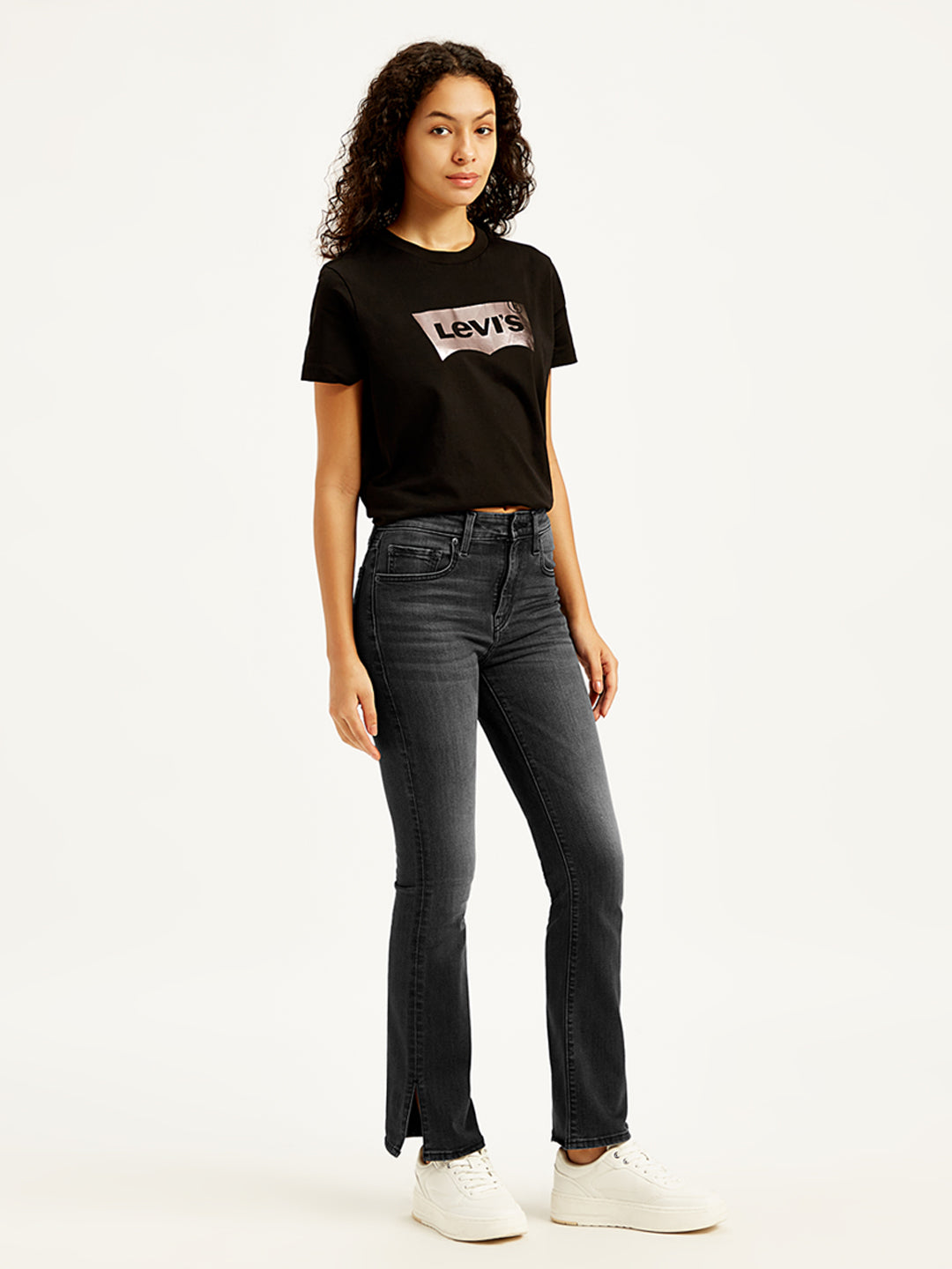 Women's High Rise 725 Slim Bootcut Fit Black Jeans