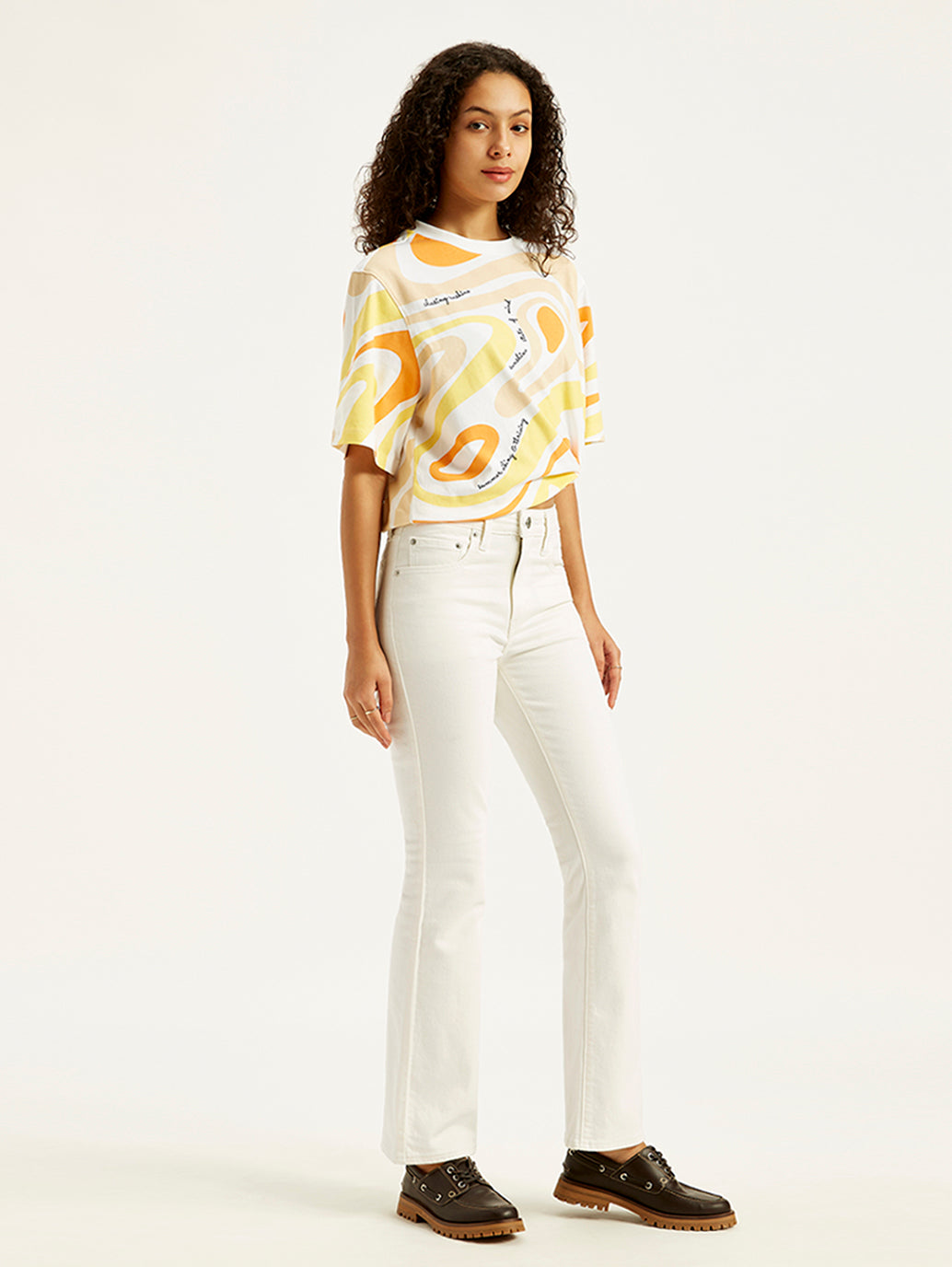 Women's High Rise 725 Slim Bootcut Fit White Jeans