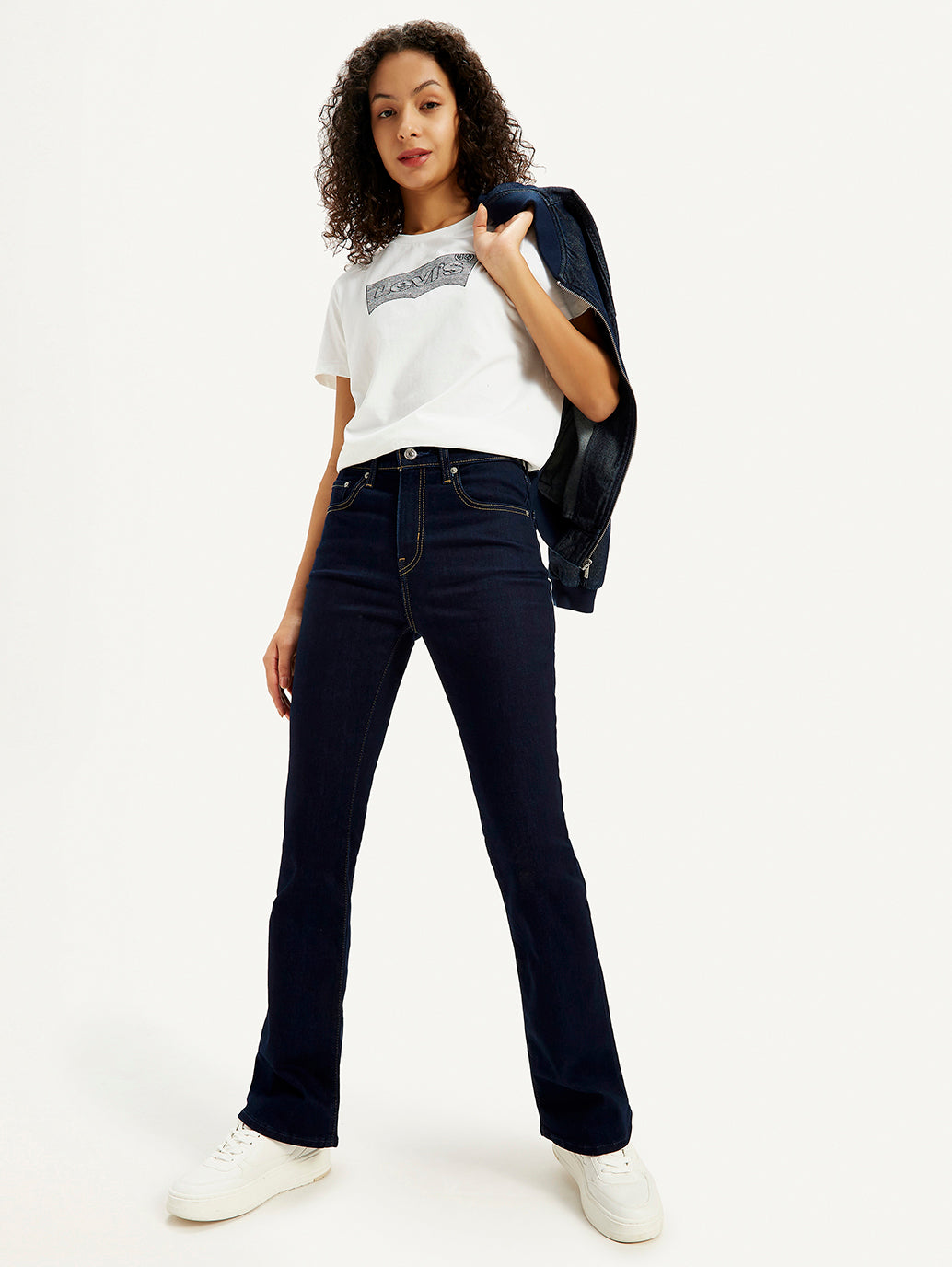 Women's 725 Navy Blue Bootcut Fit High Rise Jeans
